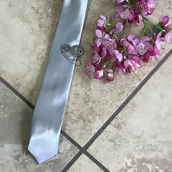 🌺 STEAMPUNK COSTUME MINI TOP HAT TIE CLIP SET COSPLAY GRAY SILVER BUNDLE PARTY - Picture 11 of 12